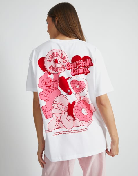 Skinnydip london the simpsons homer donuts t-shirt in white - view 1