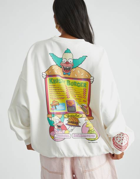 Skinnydip london the simpsons krusty burger sweatshirt in white - view 1
