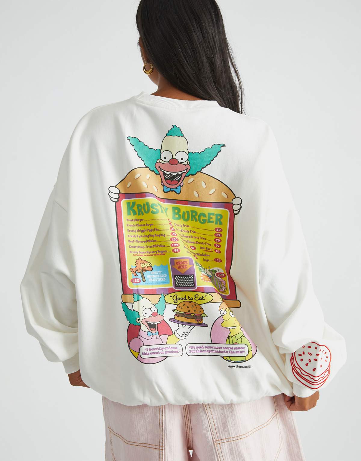 Skinnydip london the simpsons krusty burger sweatshirt in white