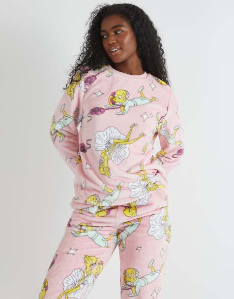 Skinnydip london the simpsons mr burns fleece pyjama set in pink - view 1
