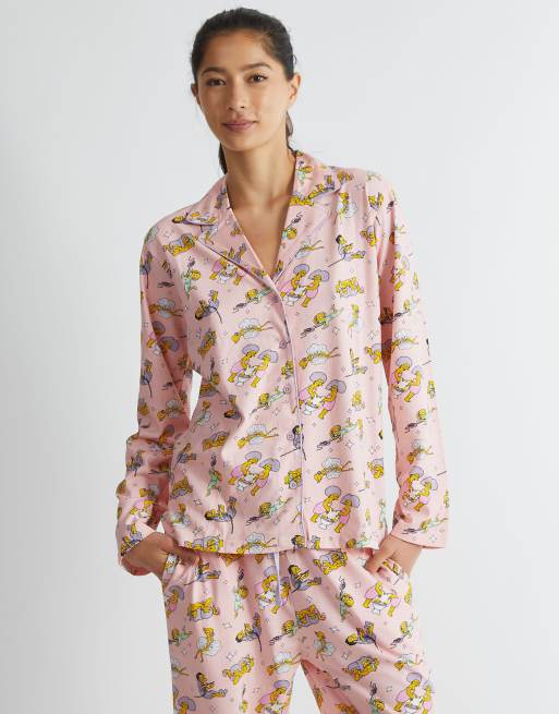 Skinnydip london the simpsons pyjama set in pink - LPINK