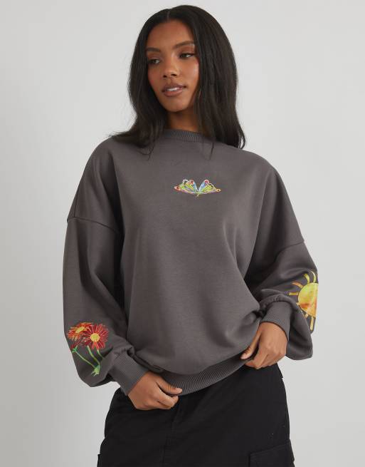 Skinnydip london the very hungry caterpillar sweatshirt in charcoal in black