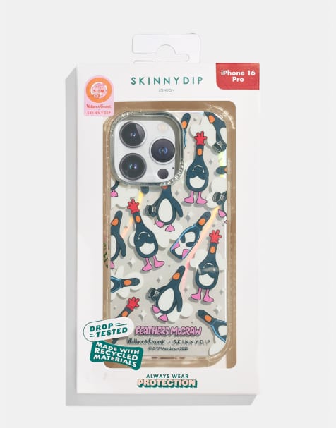 Skinnydip london wallace & gromit feathers iphone case in black - view 1