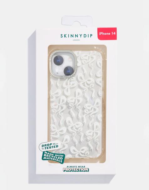 Skinnydip london white bow swirl shock iphone case in white - view 1