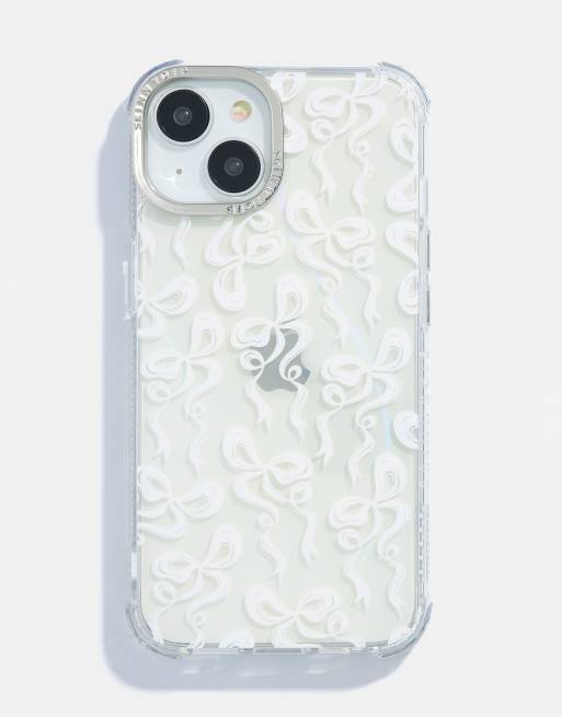 Skinnydip london white bow swirl shock iphone case in white ASOS