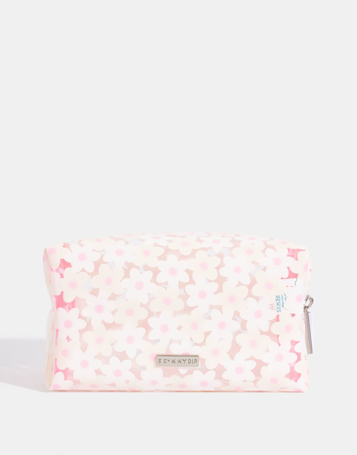 Skinnydip london white daisy makeup bag in pink