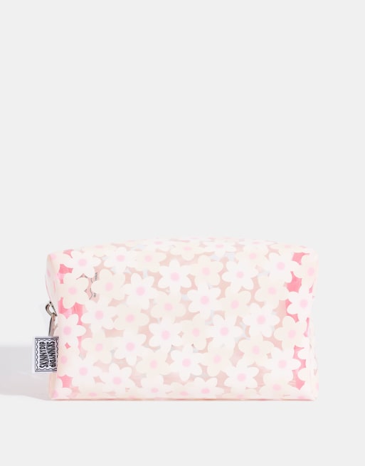 Skinnydip London White Daisy Makeup Bag