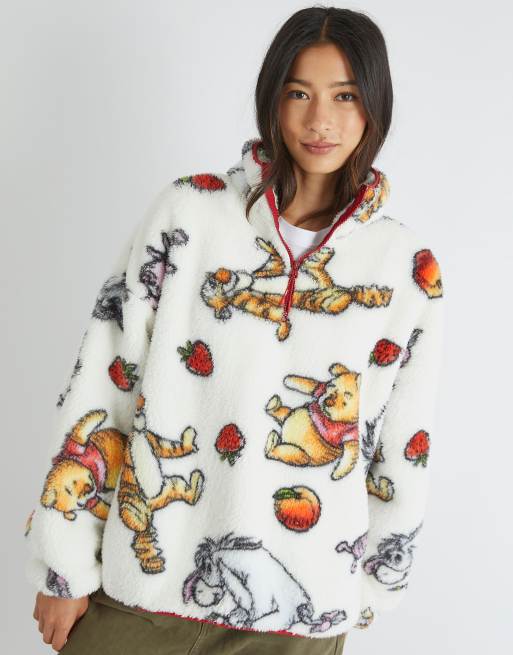 Skinnydip london winnie the pooh longline fleece in ecru - CREAM