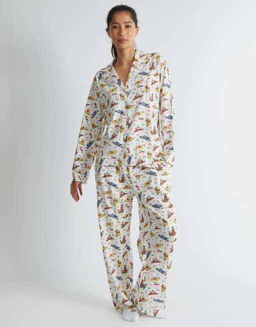 Skinnydip london winnie the pooh pyjama set in ecru in white - WHITE