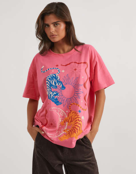 Skinnydip Lucky tiger t-shirt in pink