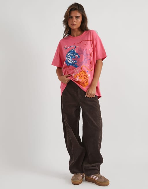 Skinnydip Lucky tiger t-shirt in pink, 2 of 4