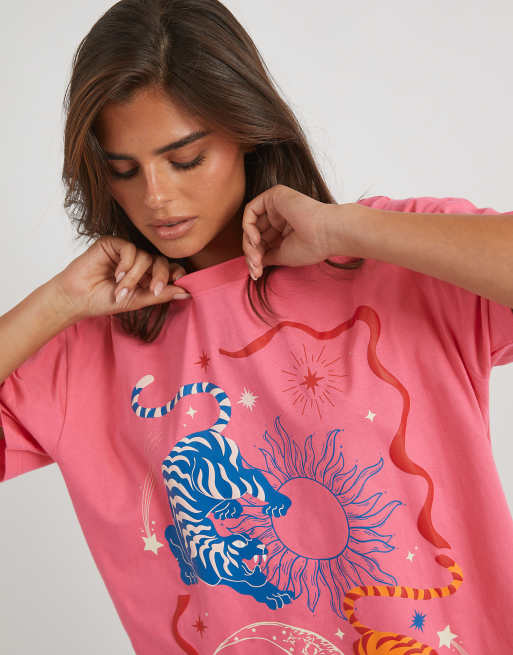 Skinnydip Lucky tiger t-shirt in pink, 4 of 4
