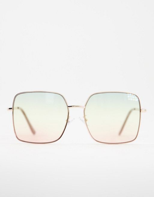 Skinnydip retro square sunglasses in rainbow ombre