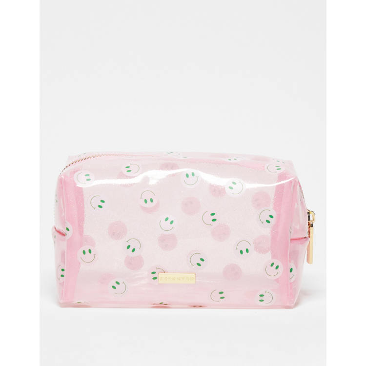 Skinnydip makeup bag with smile face print in pink | ASOS