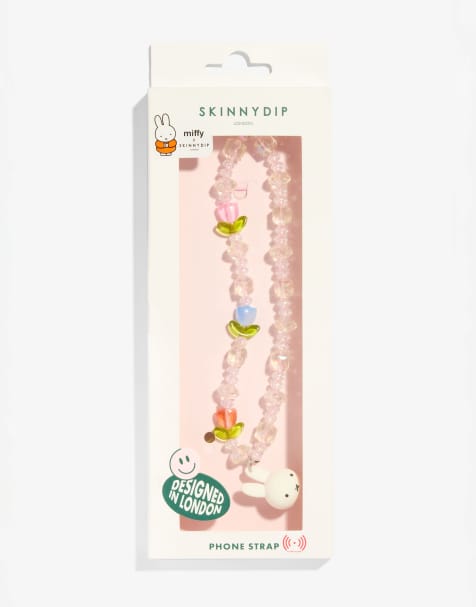 Skinnydip Miffy charm tulip beaded strap in white - view 1