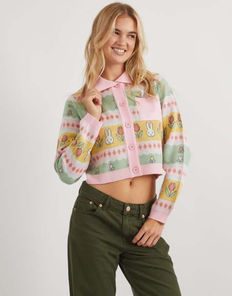 Skinnydip Miffy cottage knitted cardigan in multi - view 1