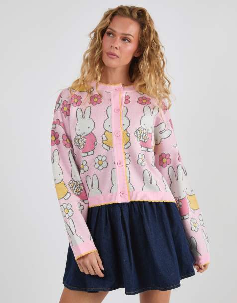 Skinnydip Miffy flower knitted cardigan in pink - view 1