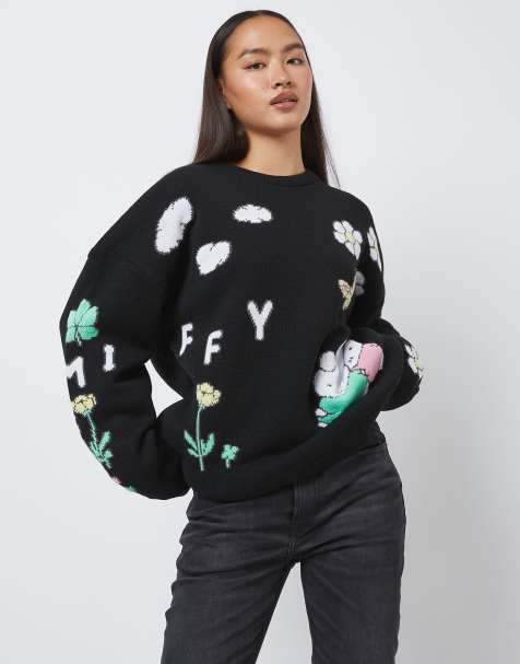 Skinnydip Miffy placement knitted jumper in black