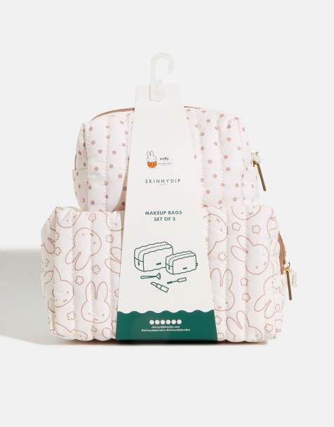 Skinnydip Miffy quilted makeup bag set in white - view 1