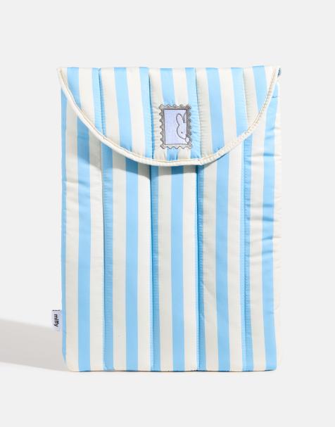 Skinnydip Miffy stripe stamp laptop sleeve 16" in blue - view 1