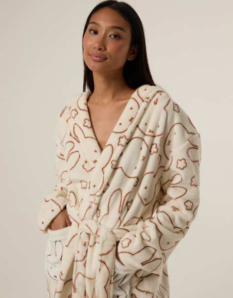 Skinnydip Miffy x skinnydip flower dressing gown in ecru - view 1