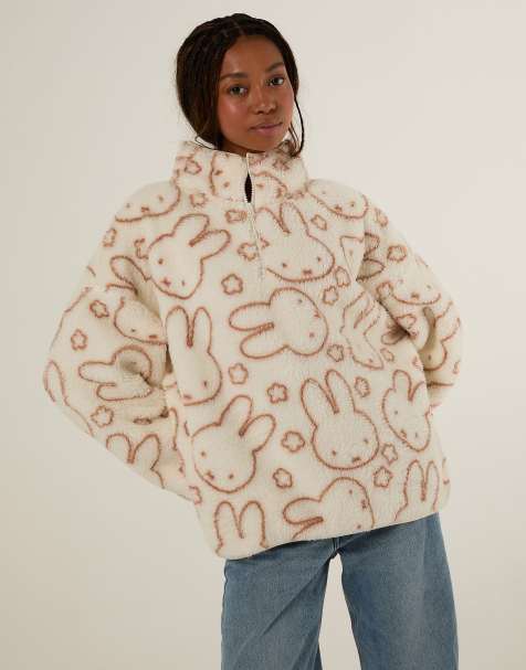 Skinnydip Miffy x skinnydip flower fleece jacket in ecru - view 1