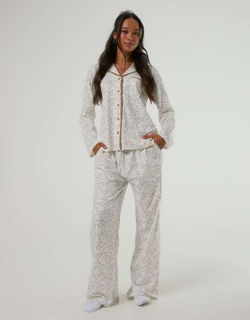 Skinnydip Miffy x skinnydip flower pyjama set with scrunchie in white, 4 of 4