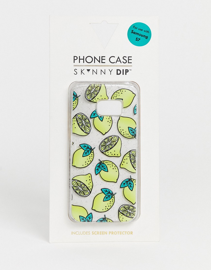 Skinnydip – Mobilskal med citronmönster till Samsung S7-Gul
