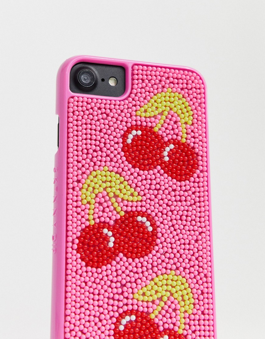 Skinnydip – Mobilskal med körsbärsmotiv och pärlor för iPhone 6/6S/7/8-Rosa