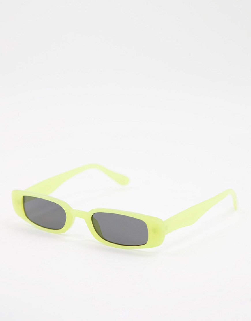 Skinnydip narrow rectangle sunglasses in lime-Green