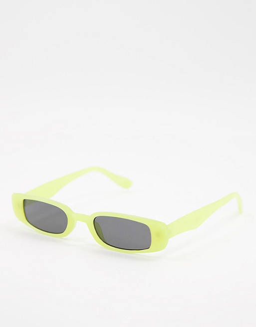 Skinnydip narrow rectangle sunglasses in lime