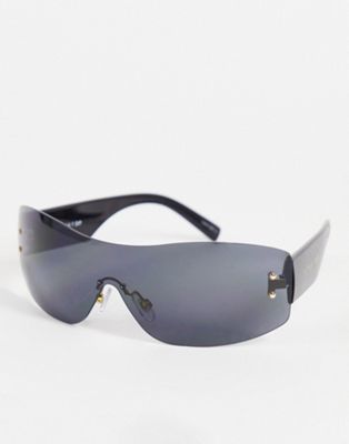 Skinnydip narrow visor sunglasses in black - ASOS Price Checker