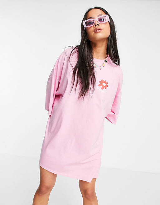 Skinnydip not today t-shirt dress in pink