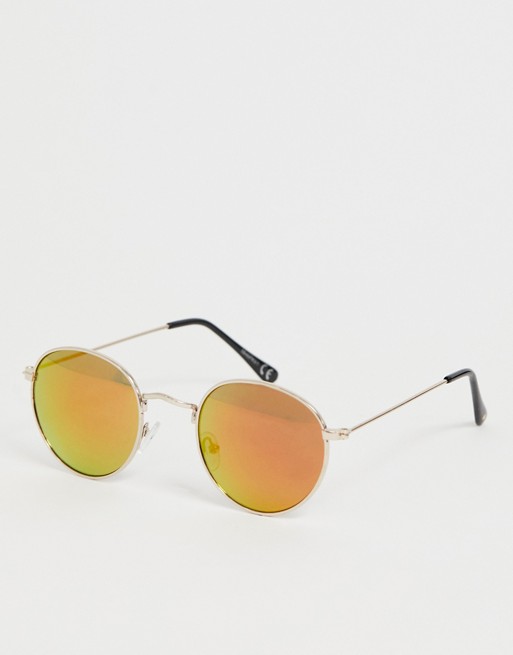 Skinnydip orange reflective round sunglasses
