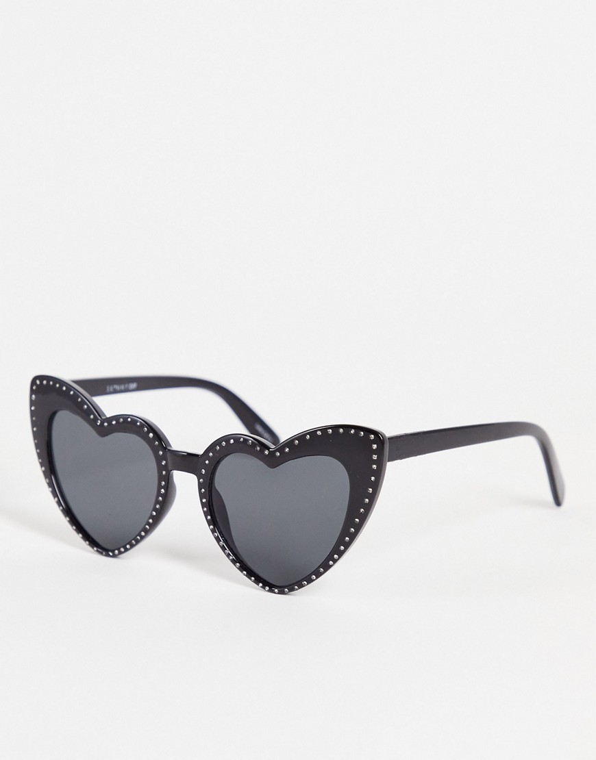 Skinnydip oversized heart sunglasses in black