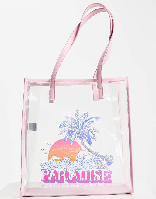 Pink clear tote on sale bag