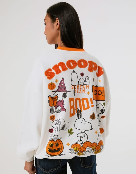 Skinnydip Peanuts x skinnydip scream team sweatshirt in ecru in ecru - view 1