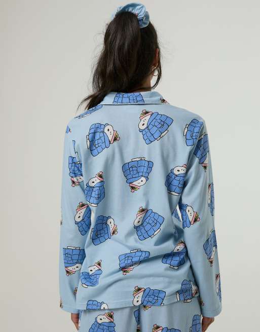 Skinnydip Peanuts x skinnydip snoopy coat pyjama set with scrunchie in blue, 2 of 4