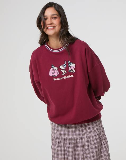Skinnydip Peanuts x skinnydip sweater weather sweatshirt in brown - view 1