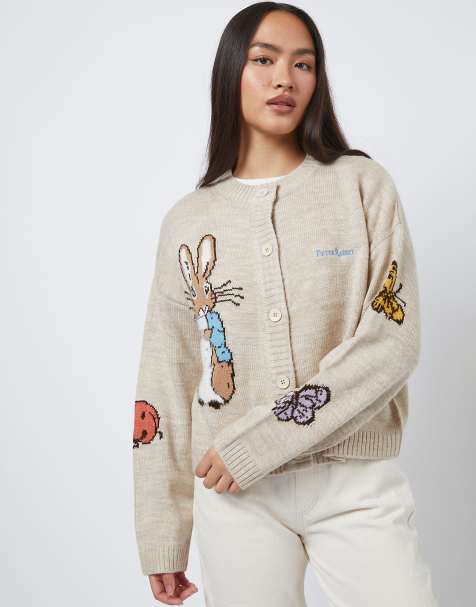 Skinnydip Peter rabbit chunky knit cardigan in white