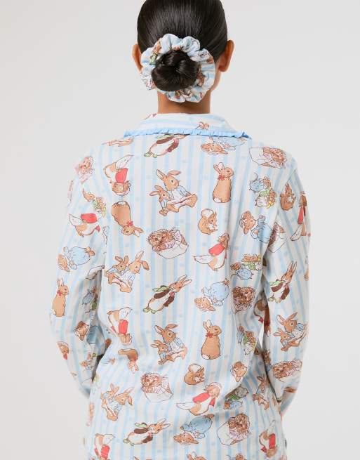 Skinnydip Peter rabbit x skinnydip stripe pyjama set with scrunchie in white, 2 of 4