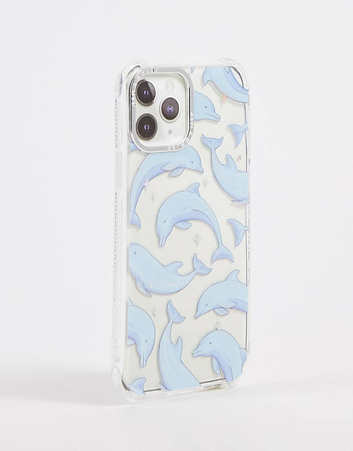 Skinnydip phone case in blue dolphin print