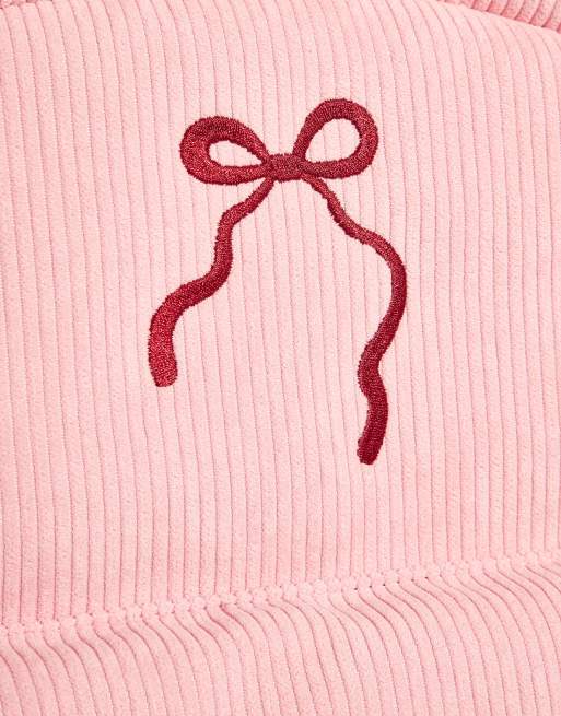 Skinnydip Pink bow embroidered backpack in pink , 4 of 4