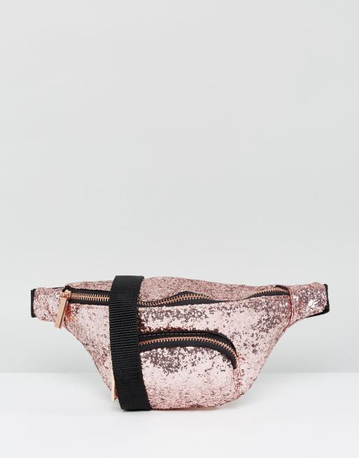 Skinnydip Pink Glitter Bumbag