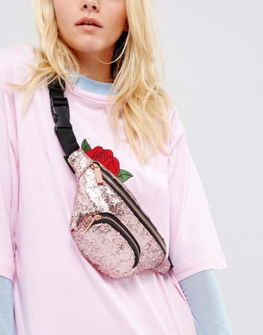 Pink glitter store bum bag