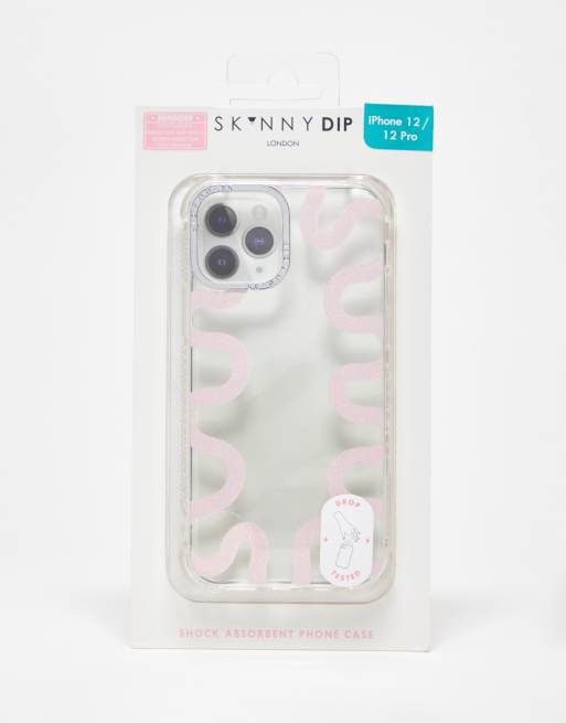 Skinnydip pink squiggle iPhone 12/12 pro shock case | ASOS