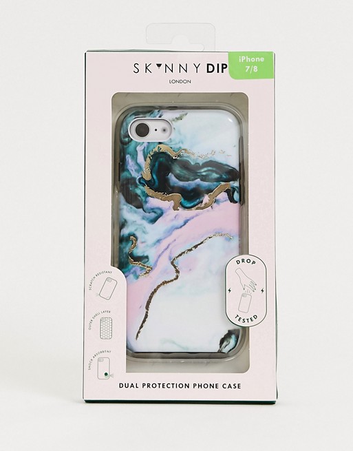 Skinnydip protective iPhone case in coloured marble