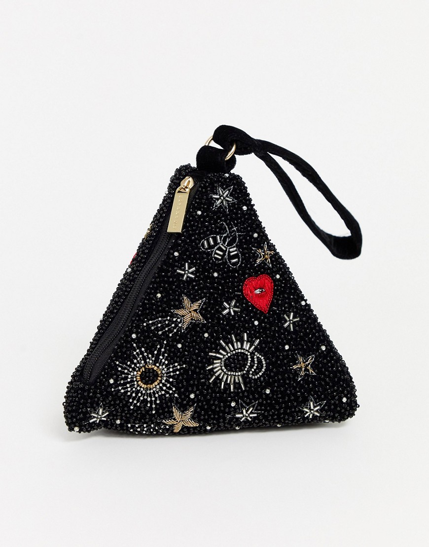 Skinnydip - Pyramidevormig handtasje met kosmische print in zwart