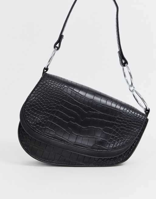 croc shoulder bag black