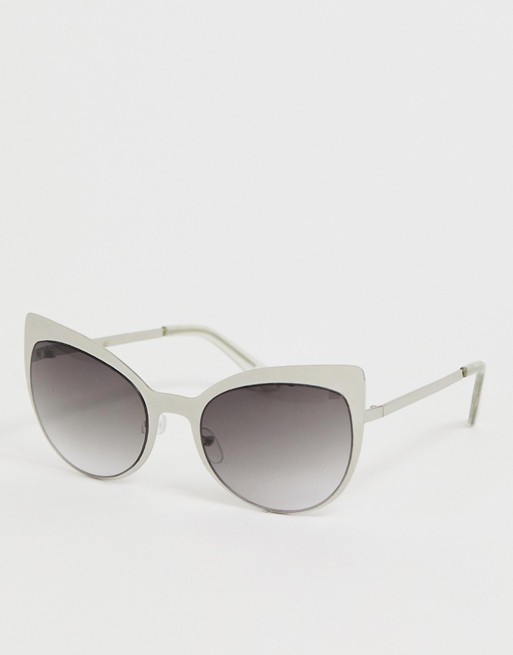 Skinnydip scarlett silver metal kitten cat eye sunglasses